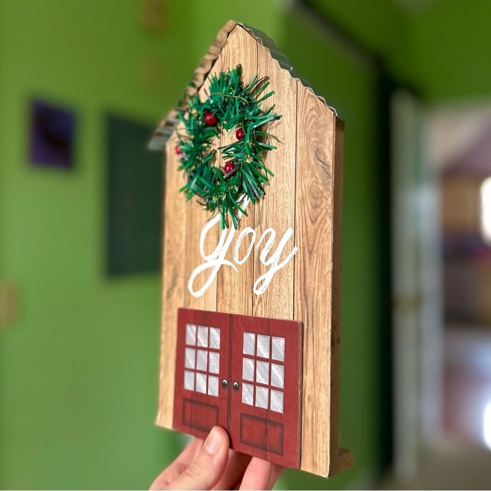 Vintage Wood 3D Wreath Barn Farmhouse Cottagecore Christmas Door Festive Decor - Picture 3 of 6